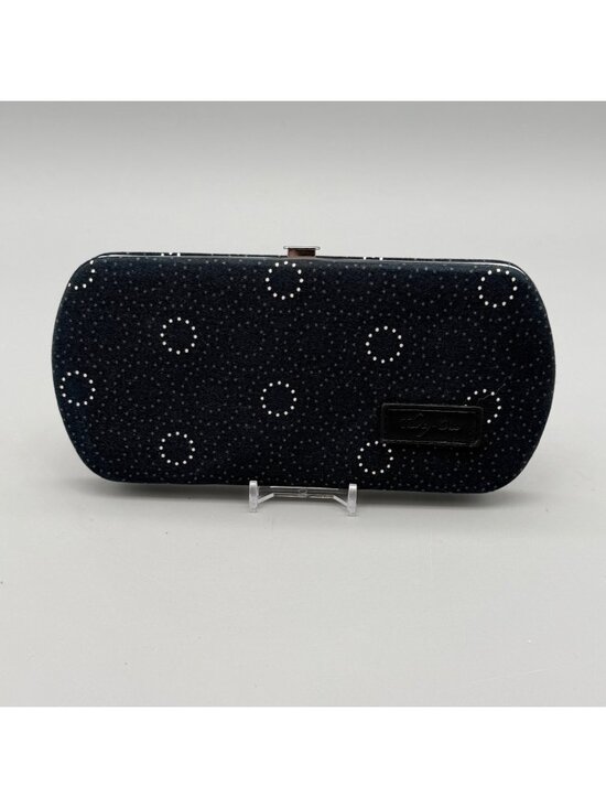 thirty-one Handbags - Thirty-One Black Hard Case Wallet White Dot Circle Design Snap Closure Clutch